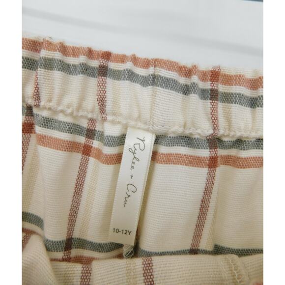 Rylee + Cru Boy's Cream‎ Holiday Plaid Wide Leg Pant Size 10-12 Years Neutral - Picture 3 of 5